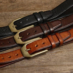 Brown men's belt, worn with jeans