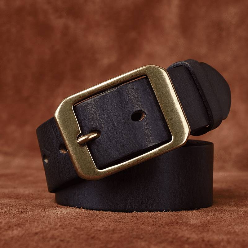 Black men's vintage leather belt