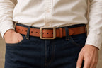 Brown men's belt, full length