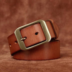 Brown men's belt, side view