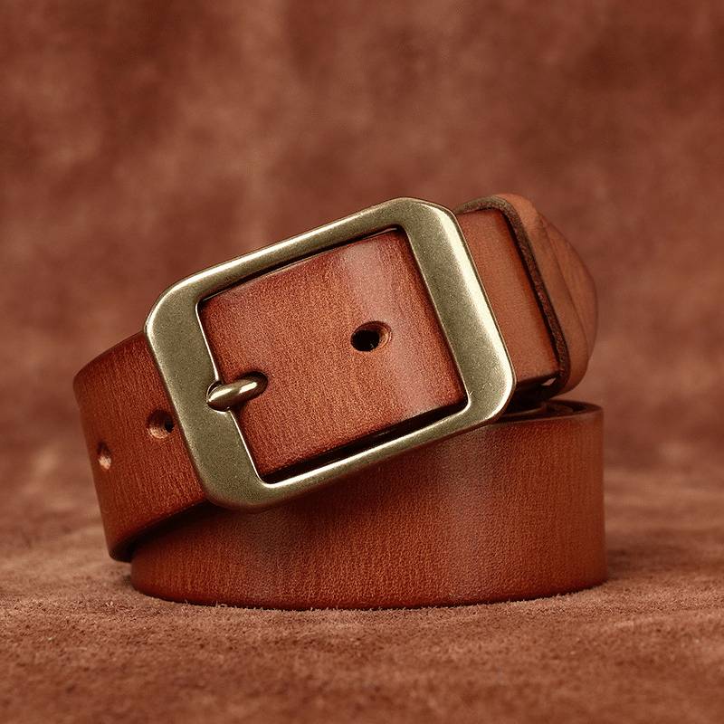 Brown men's belt, side view