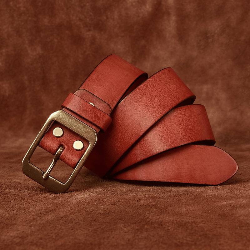 Red brown men's belt, clean edge