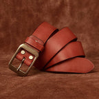 Red brown men's belt, clean edge