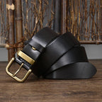 Black men's belt, buckle detail
