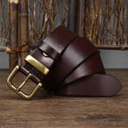 Dark brown men's belt, smooth edge