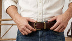 Dark brown men's belt, another angle