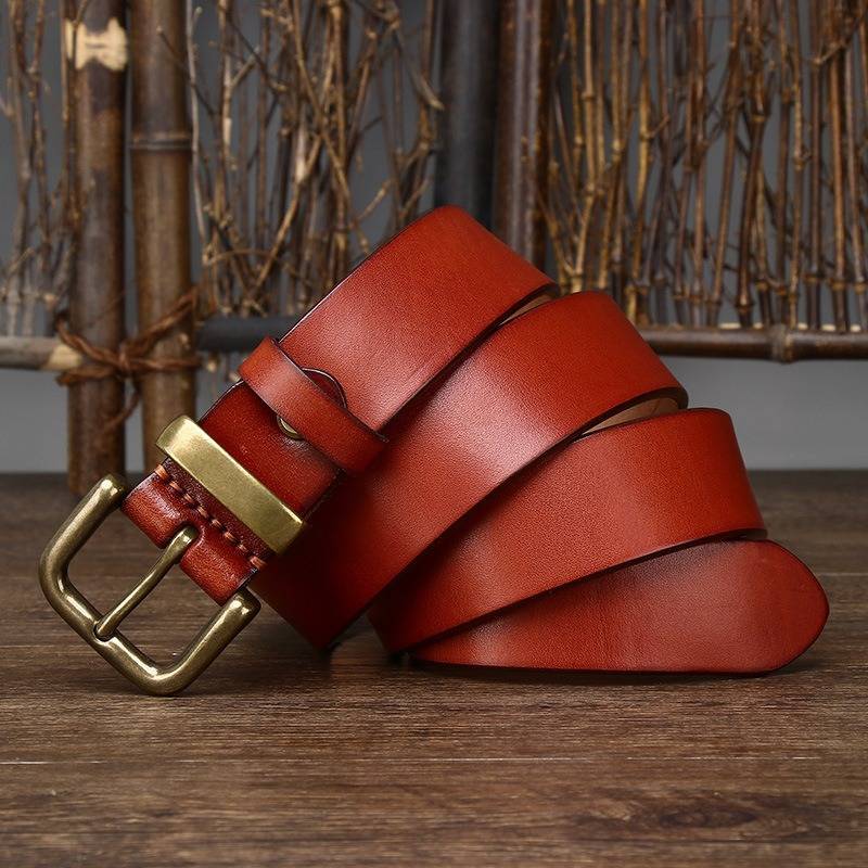 Red men's smooth heavy belt