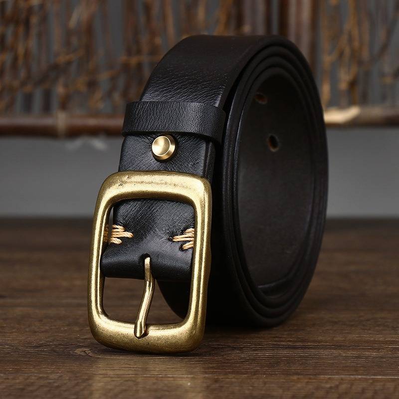 Black men's vintage casual belt