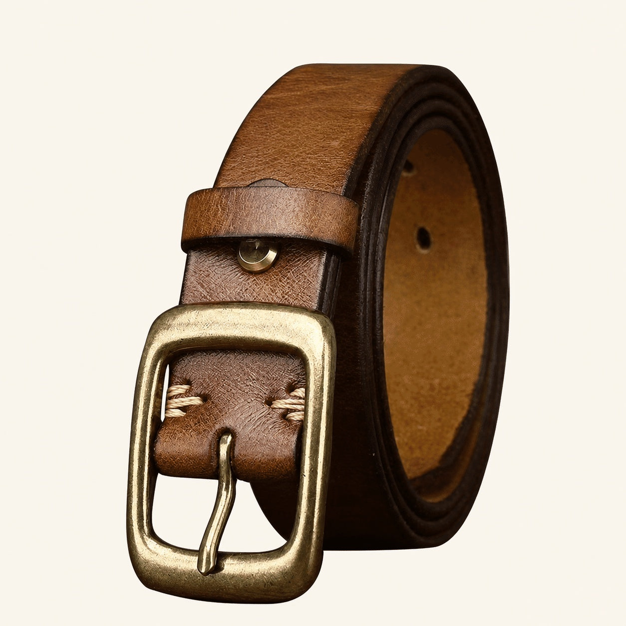 Brown men's vintage casual belt