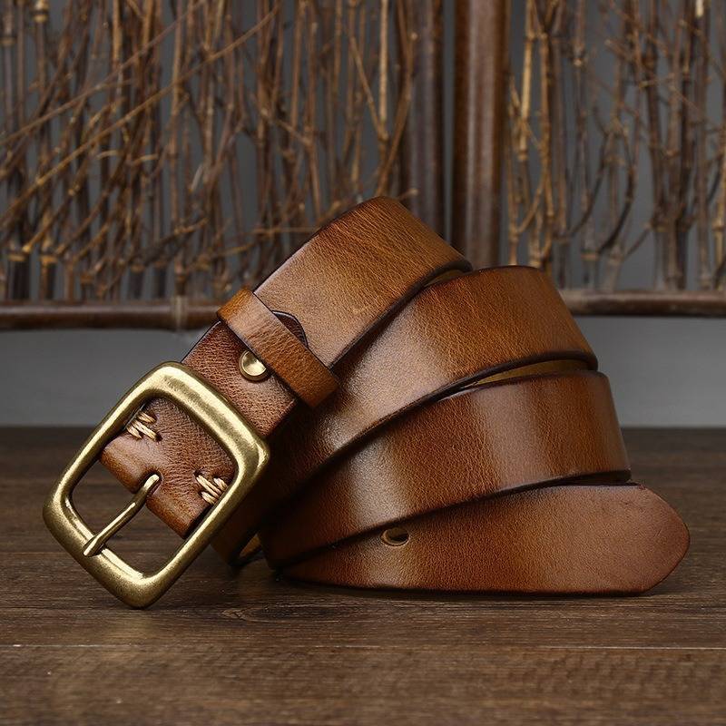 Brown men's belt, full length