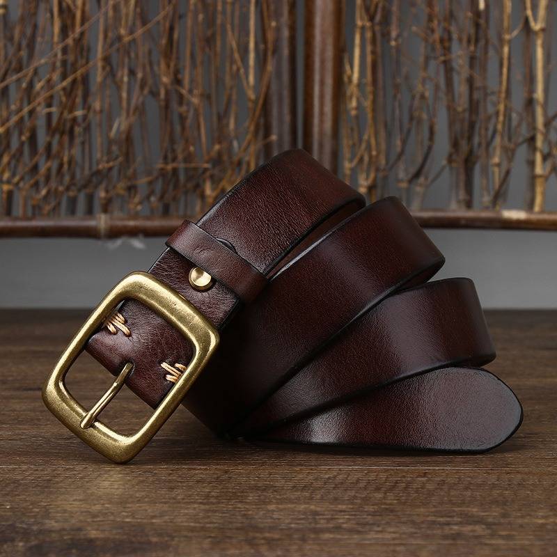 Dark brown men's vintage casual belt