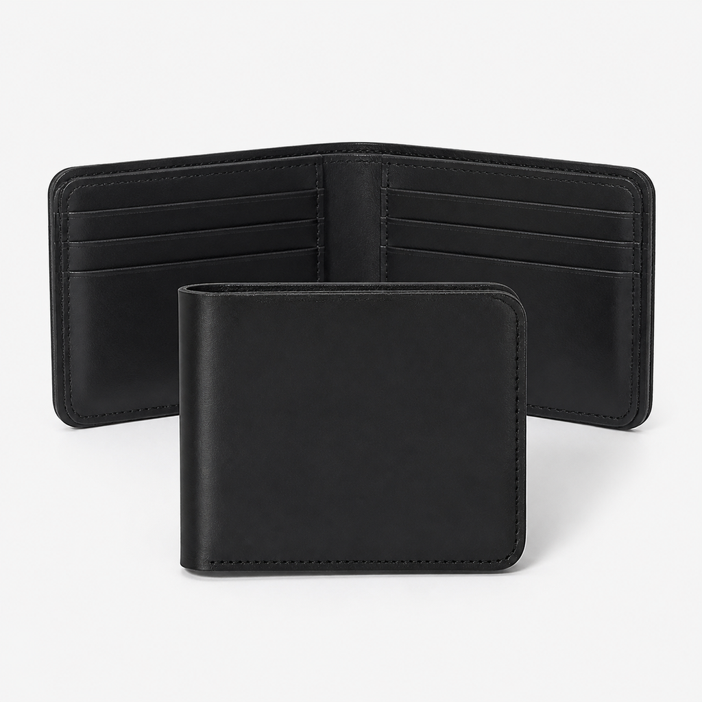 Black men's handmade bifold wallet