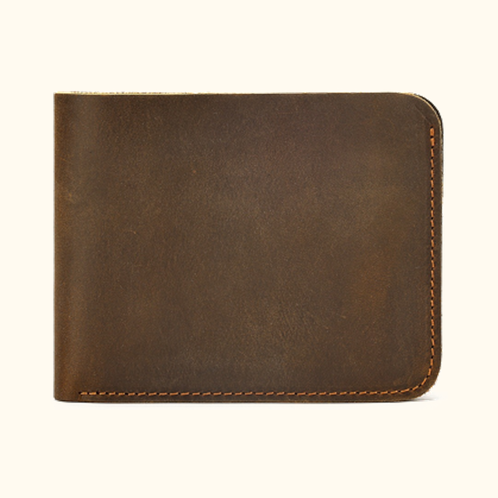 Dark brown men's handmade bifold wallet