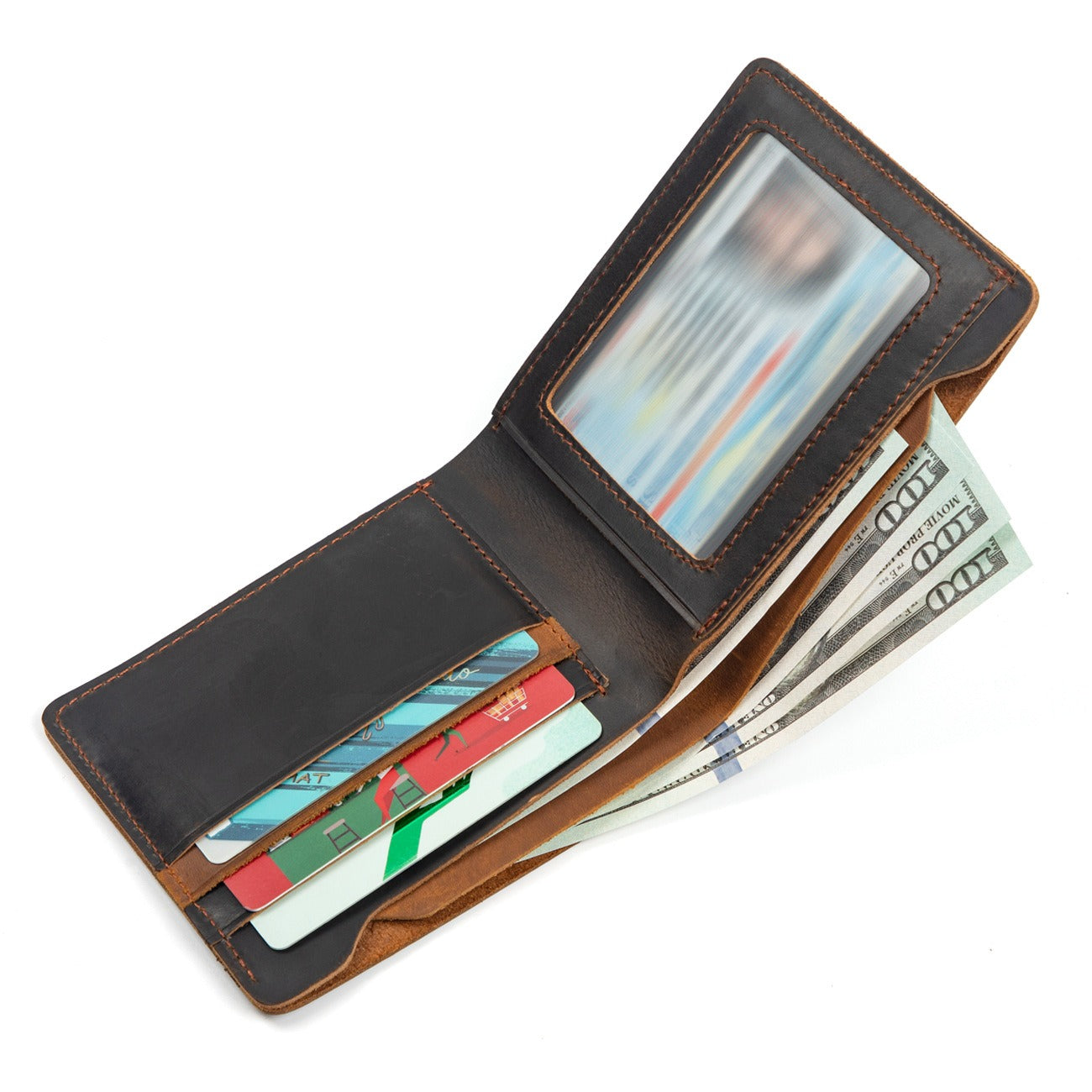 Brown-black men's wallet, card slots