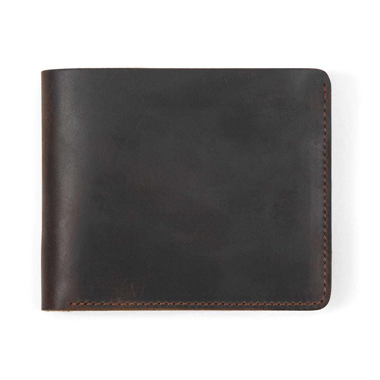 Brown-black men's wallet, stitching detail