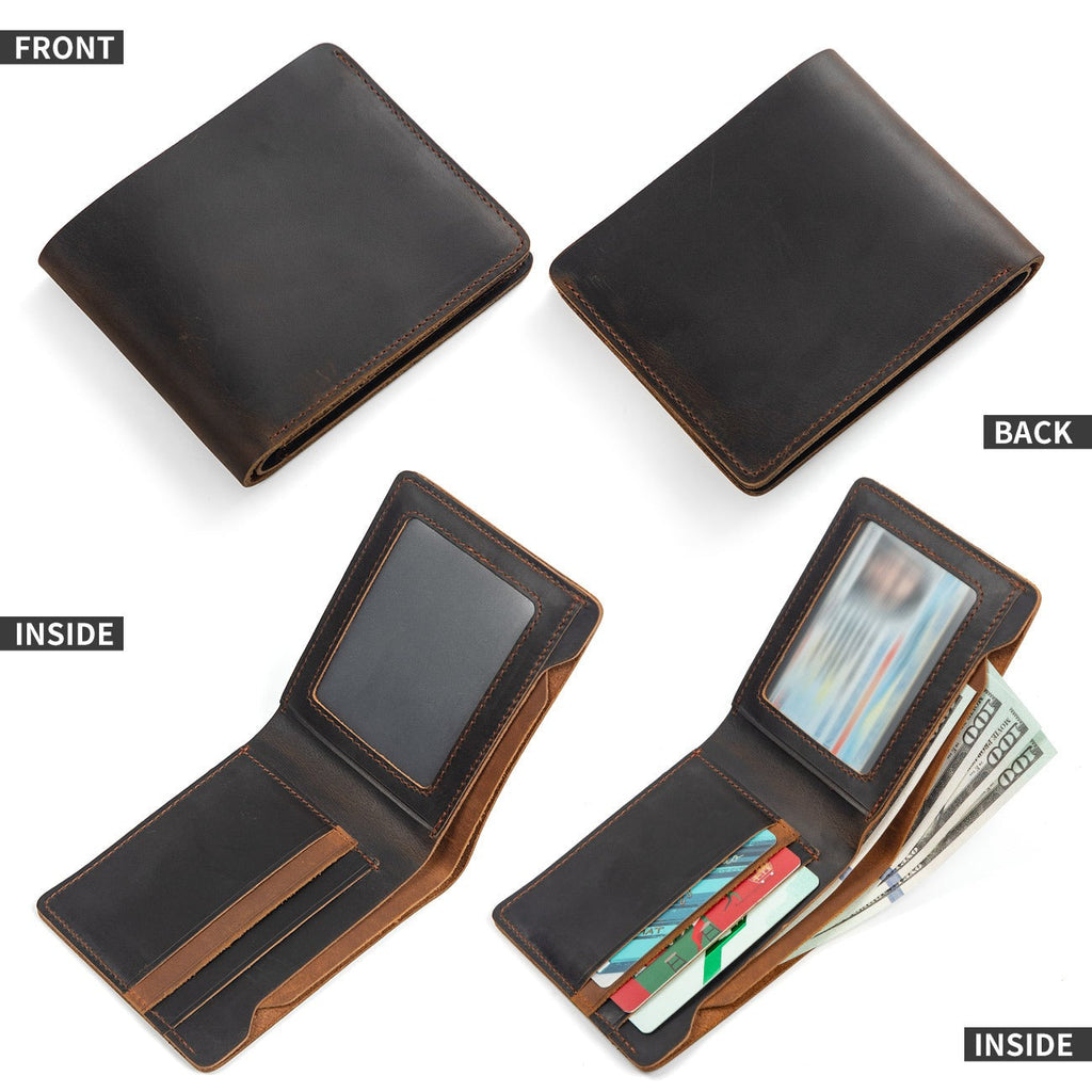 Brown-black men's wallet, side view