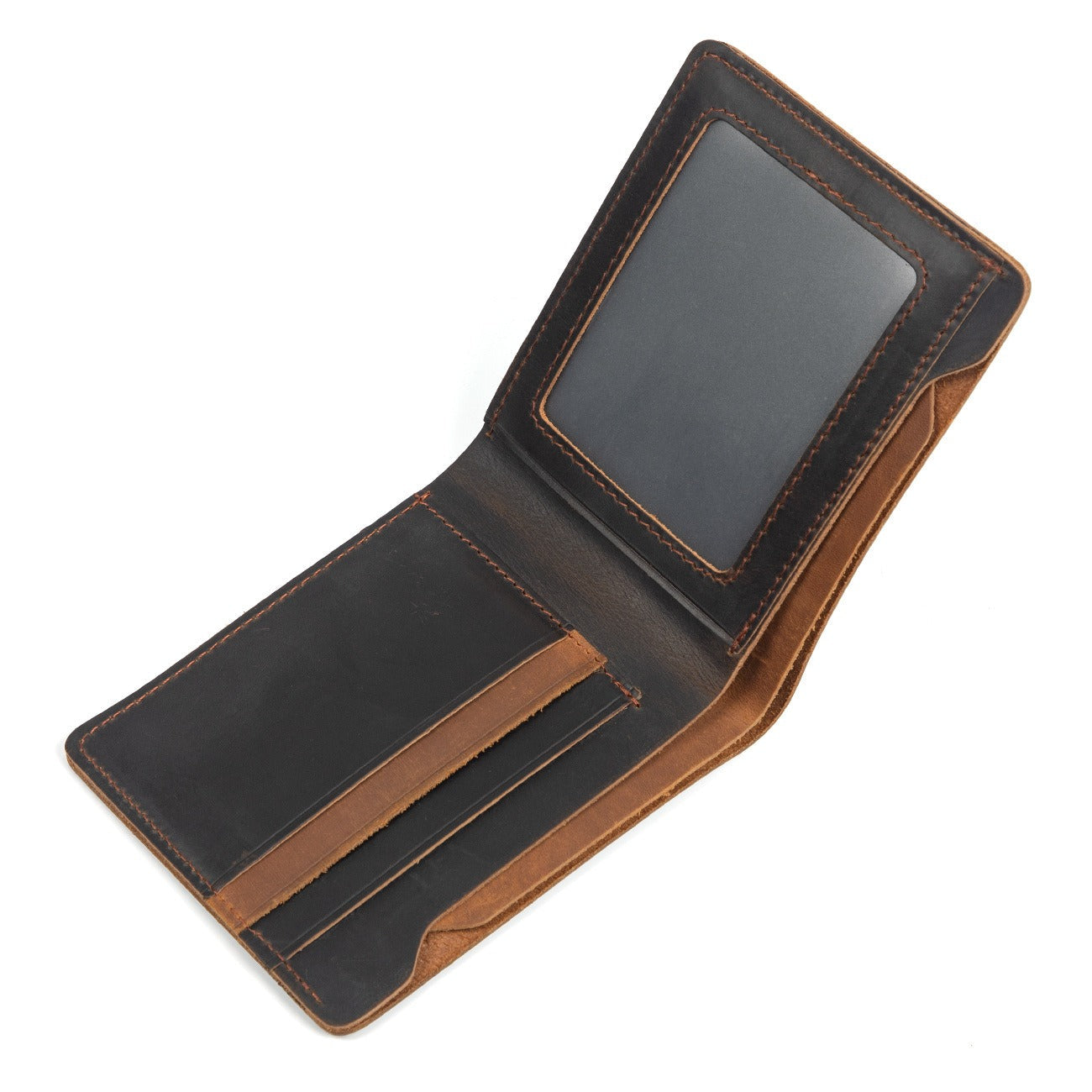 Brown-black men's bifold wallet