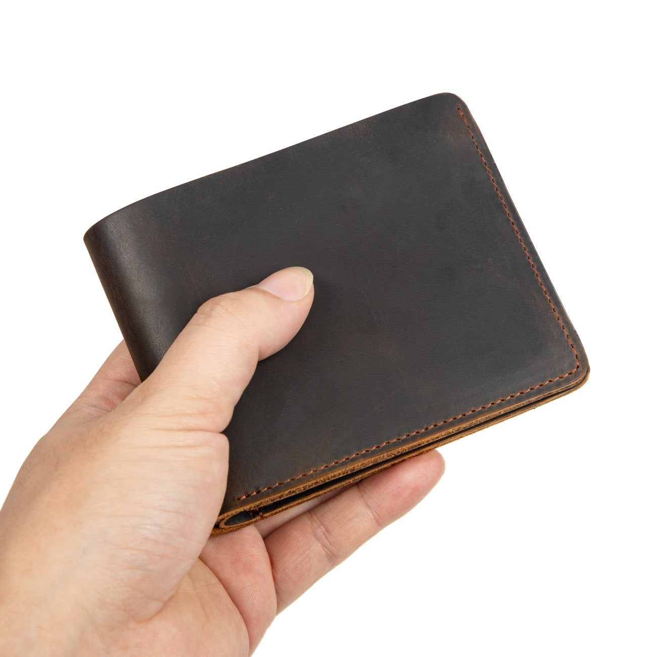 Brown-black men's wallet, ID window