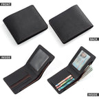 Lychee-grain black men's wallet, card slots