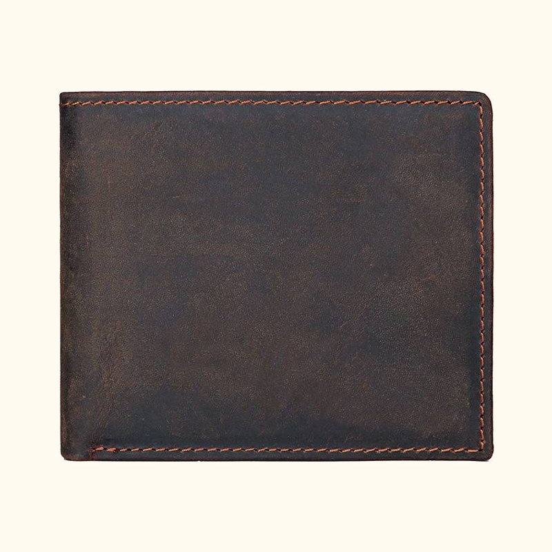 Dark brown men's bifold wallet