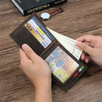 Dark brown men's wallet, eight card slots