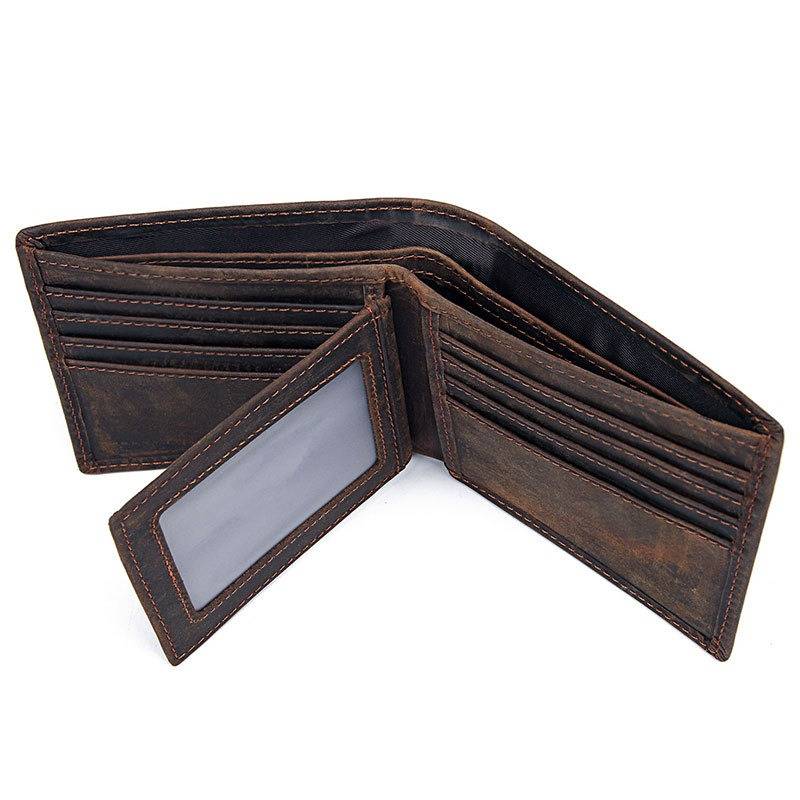 Dark brown men's wallet, closed view