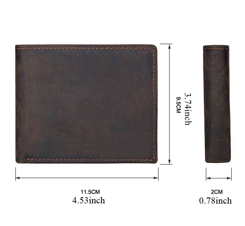 Dark brown men's wallet, side view