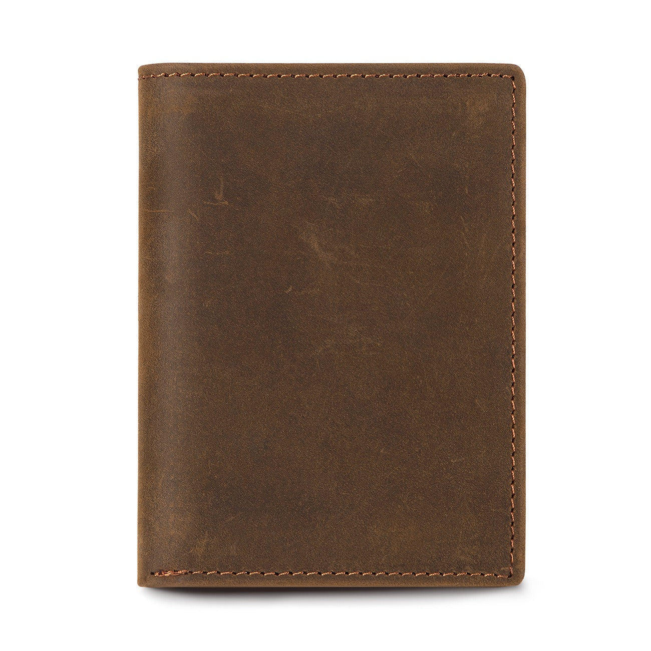 Brown men's vertical bifold wallet