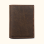 Dark brown men's vertical bifold wallet