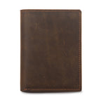 Dark brown men's wallet, closed view