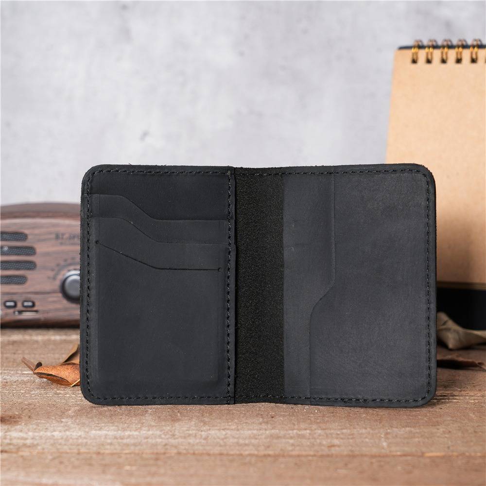 Black men's bifold wallet, interior view