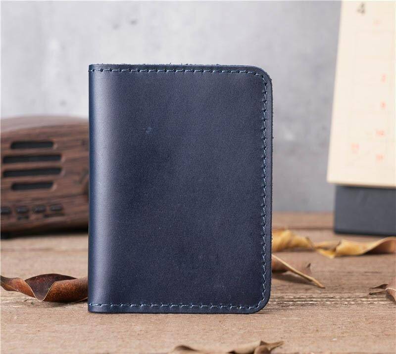 Dark blue men's bifold wallet, interior view