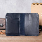 Dark blue men's minimalist bifold wallet