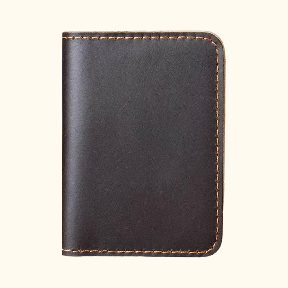 Dark brown men's minimalist bifold wallet