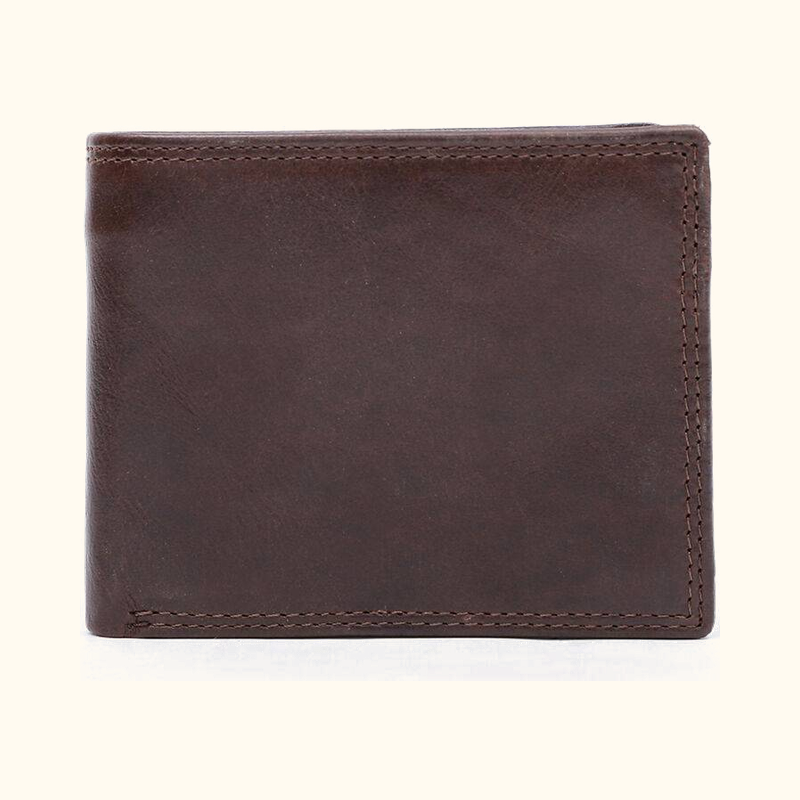 Dark brown men's bifold wallet