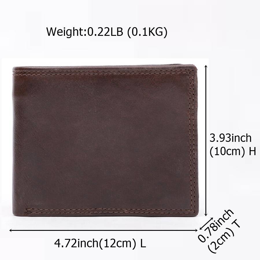 Dark brown men's wallet, leather grain
