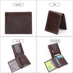 Dark brown men's wallet, flat lay