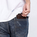 Dark brown men's wallet, side view
