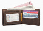 Dark brown men's wallet, flip-up ID window