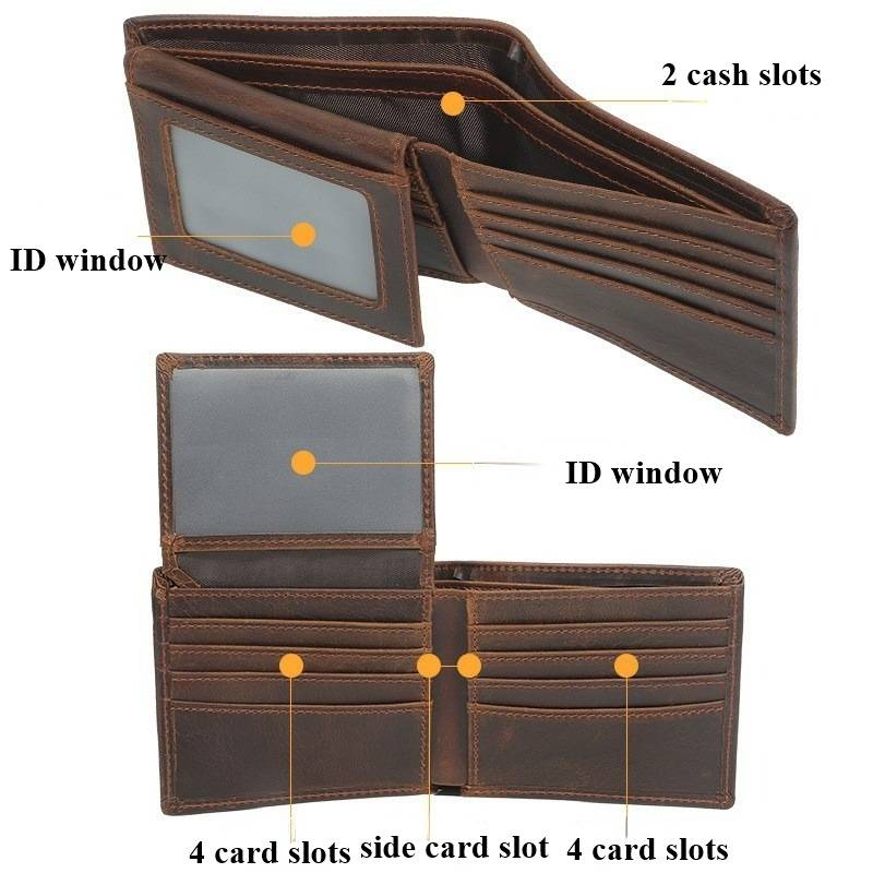 Dark brown men's wallet, card slots