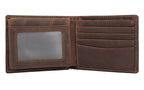 Dark brown men's wallet, closed view
