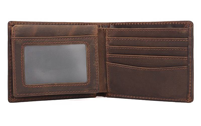 Dark brown men's wallet, closed view