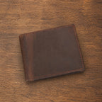 Dark brown men's wallet, side view