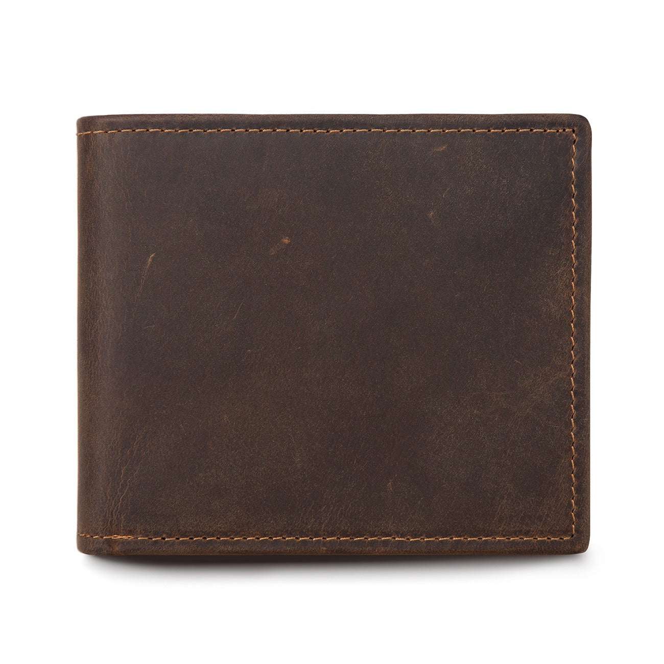 Dark brown men's wallet, closed view