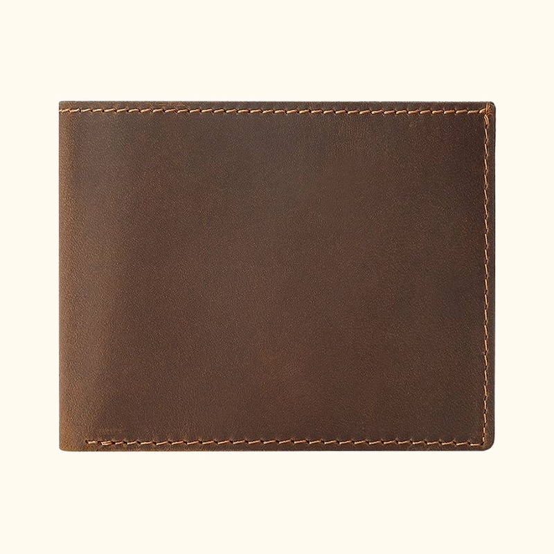 Dark brown men's ultra slim bifold wallet