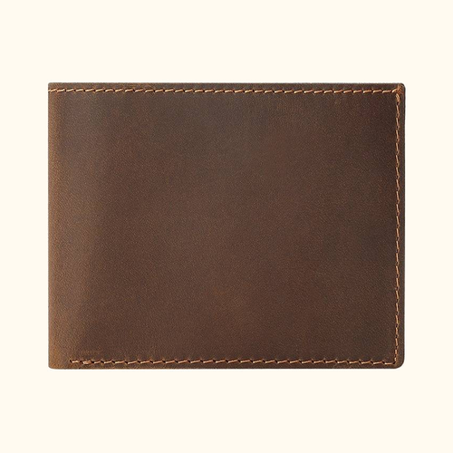 Dark brown men's ultra slim bifold wallet