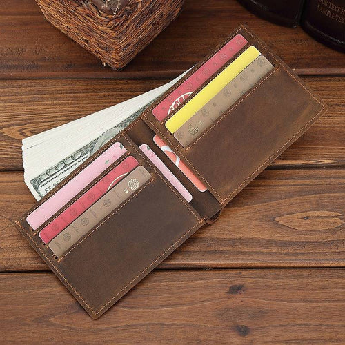 Dark brown men's wallet, card slots