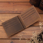 Dark brown men's wallet, closed view