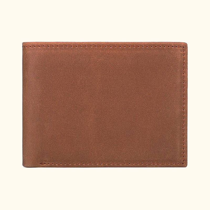 Brown men's bifold wallet