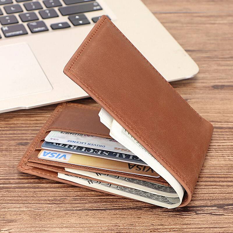Brown men's wallet, closed view
